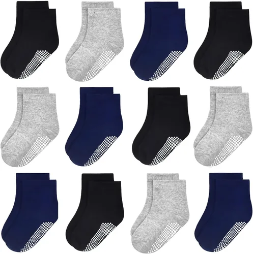 Calcetines antideslizantes para niños y niñas 12 pares de calcetines antideslizantes para bebés calcetines de algodón para bebés de 0 a 5 años