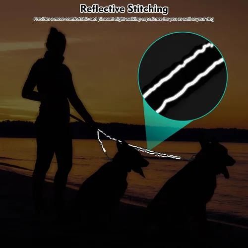 Miniatura 5 de 2 correas para perro, doble correa para perro, correa elástica sin enredos, correa elástica para perro, giratoria de 360°, sin enredos, correa doble