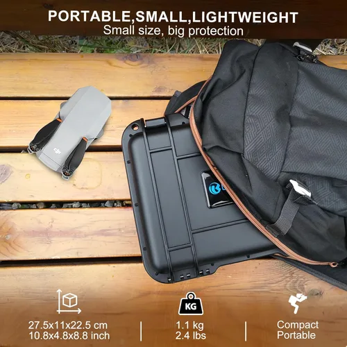 Miniatura 4 de Lekufee - Carcasa rígida compacta y portátil, resistente al agua, compatible con accesorios para Dron DJI Mini 2 y Mavic Mini 2.