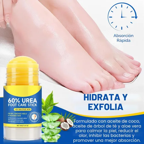 Miniatura 2 de Crema en barra de urea 60% más 2% ácido salicílico, crema de urea para pies y callos de máxima fuerza para talones secos agrietados, manos