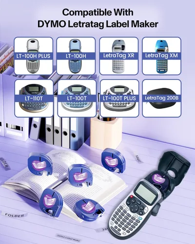 Miniatura 2 de Paquete de 4 cintas adhesivas de plástico transparente compatibles con Dymo Letratag 16952 S0721530 de 0.472 in x 13.1 ft 1/2 pulgadas x 13 pies