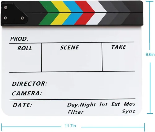 Miniatura 2 de Pizarra de pizarra de película, tablero de acrílico blanco para directores de películas 9.6 x 11.7 In Movie Clapboard Cut Action Scene Prop for