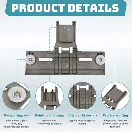 Miniatura 3 de Piezas mejoradas para estante superior para lavavajillas W10350375 W10712395 (paquete de 2), repuesto para lavavajillas Kenmore Whirlpool