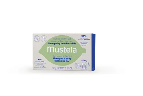 Miniatura 2 de Mustela Champú sólido y barra de limpieza corporal para bebés, niños y adultos, con aceite de aguacate y aceite de oliva, sin fragancia, sin