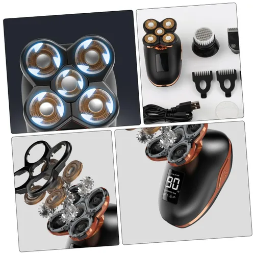 Miniatura 9 de Beavorty 1pc de cinco cabezas recargable afeitadora autoservicio para hombres, diseño de materiales, novio, papá, marido, negro