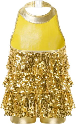 Miniatura 2 de Jowowha Vestido de ballet brillante para niñas, vestido de leotardo con falda para niños, tango latino, jazz, danza, vestido de danza del vientre