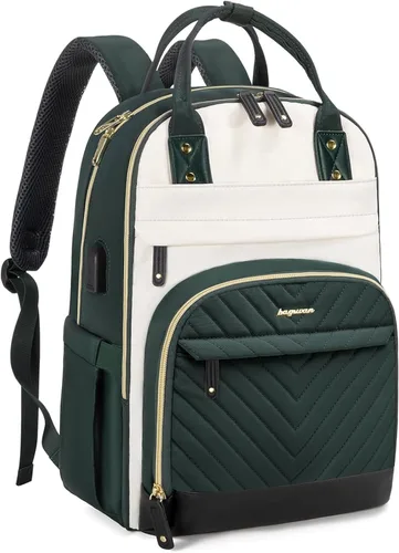 Miniatura 23 de Mochila para laptop para mujer, mochila de viaje de trabajo de 15.6 pulgadas con cargador USB, mochila universitaria impermeable, mochila