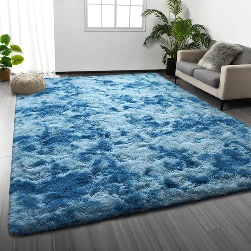 Miniatura 10 de Deerhoo - Alfombra de área, estilo shag, 4 x 6 pies, con teñido anudado, alfombra mullida y ultrasuave para sala de estar, alfombra de pelo