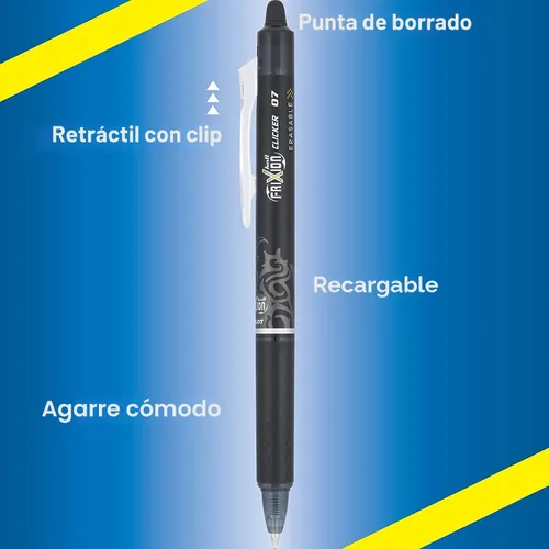 Miniatura 3 de PILOT Frixion - Bolígrafos borrables, punta fina de 0.028 in, paquete de 6 bolígrafos de tinta retráctil negra + 4 recambios adicionales