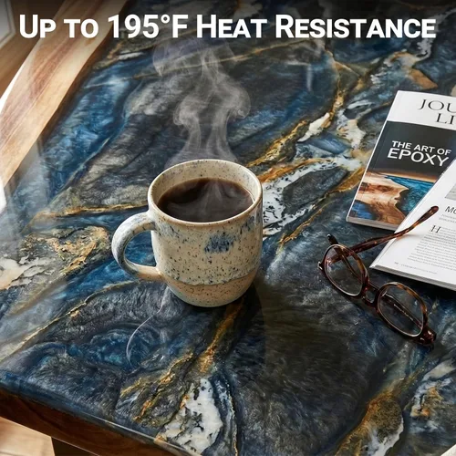 Miniatura 2 de Kit de resina epoxi transparente para encimeras, 1 galón, mezcla 1:1 de tolerancia al calor epoxi para mesa, bar, revestimiento de superficie, losas