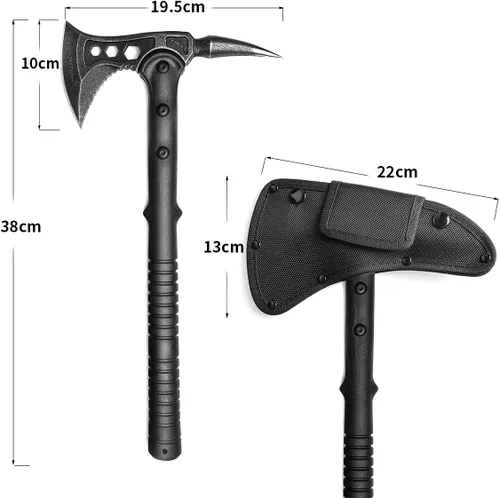Miniatura 2 de Hacha de campamento, Tomahawk con pincho, hacha de supervivencia con funda, mango de fibra de nailon para supervivencia al aire libre, senderismo, 1