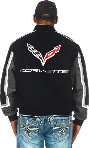 Miniatura 2 de JH DESIGN GROUP Chaqueta de sarga de algodón bordada Chevy Corvette C7 para hombre