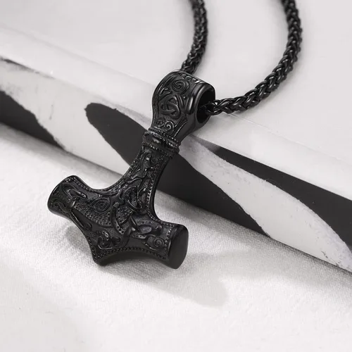 Miniatura 3 de U7 Collares de nudo celta, joyería vikinga nórdica de acero inoxidable, martillo de Thor, runas, triqueta mágica, nudo trinitario, colgante de cruz