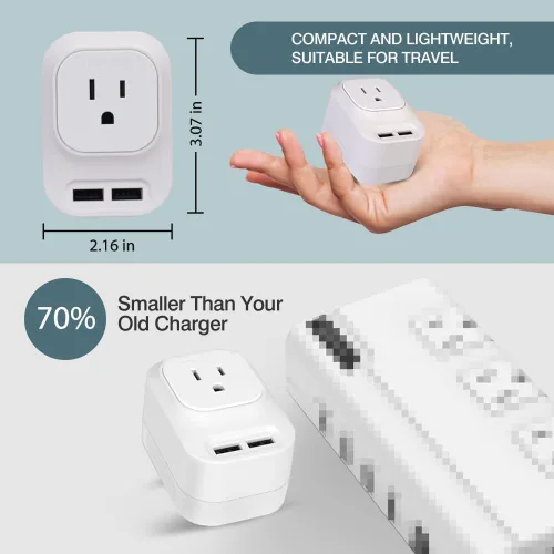Miniatura 3 de Mapambo Convertidor de voltaje de 220 V a 110 V de EE. UU. a Europa con 2 puertos USB, 2 USB C, convertidor de adaptador de corriente internacional