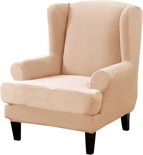 MIFXIN Wingback - Funda para silla, de terciopelo de 2 piezas, elásticas, con funda de cojín, suave, lavable, protector de muebles para sala de