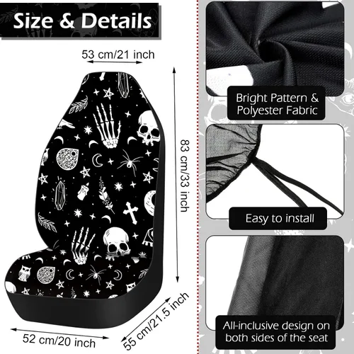 Miniatura 3 de Frienda 10 Piezas Fundas de Asiento de Automóvil para Mujeres Accesorios Interiores Fundas de Asiento con Funda para Volante, Correa de Muñeca