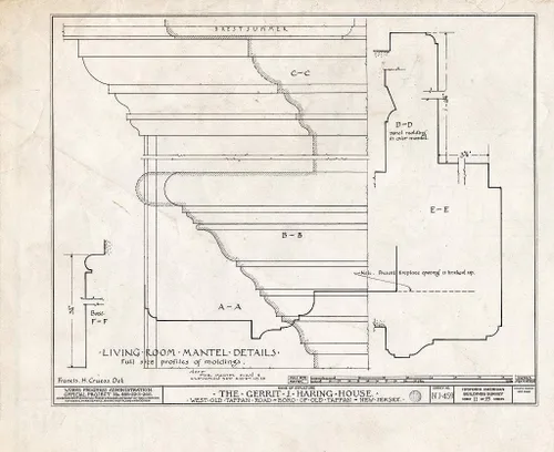 Historic Pictoric : Blueprint HABS NJ,2-TAPO,2- (Sheet 11 of 19) - Gerrit J. Haring House, West Old Tappan Road, Old Tappan, Bergen County, NJ 14in