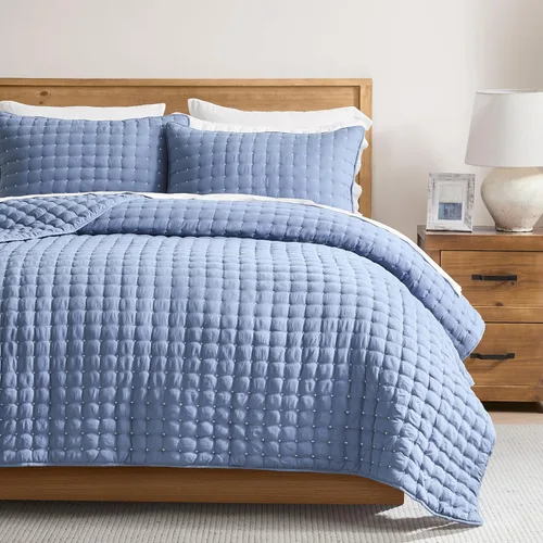 Miniatura 13 de WDCOZY Juego de ropa de cama tamaño individual con funda de almohada, colcha suave y ligera, edredón acolchado y fino para todas las estaciones, 2