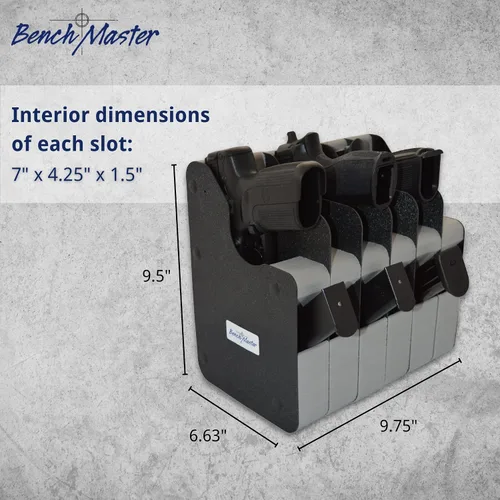 Miniatura 2 de BenchMaster Estante vertical para pistolas, almacenamiento seguro para pistolas, con capacidad para 2 a 12 pistolas, organizador seguro para armas