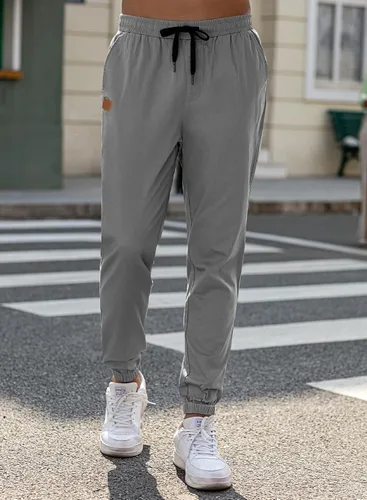 Miniatura 7 de JMIERR Pantalones cargo de sarga para hombre, estilo casual, de algodón, con cordón, clásicos, chinos, elásticos, pantalones de senderismo con 6