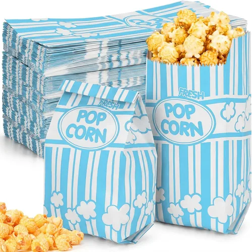 Miniatura 9 de Potchen 300 bolsas de papel de palomitas de maíz, desechables, resistentes a la grasa, a rayas, contenedor de palomitas de maíz para noche, cine