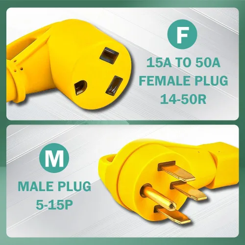 Miniatura 3 de Adaptador de cargador EV NEMA 5-15P macho a 14-50R hembra Adaptador EV de 4 clavijas con mango de agarre Dogbone Cable 3C de alta resistencia 10AWG