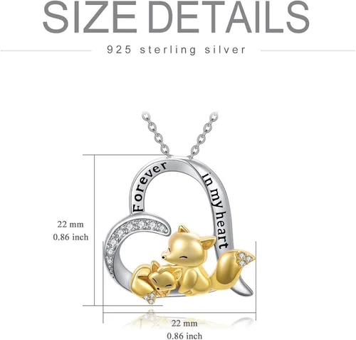 Miniatura 6 de LONAGO Mother and Child Fox Necklace Sterling Silver, Foxes Heart Necklace Gift for Mother Grandmother Mom Daughter Women