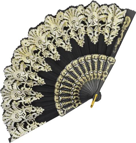 Miniatura 18 de EOSAU Abanicos plegables chinos de mano para mujeres, plegables a granel para fiestas, bodas, iglesias, bailes (10 colores mezclados)