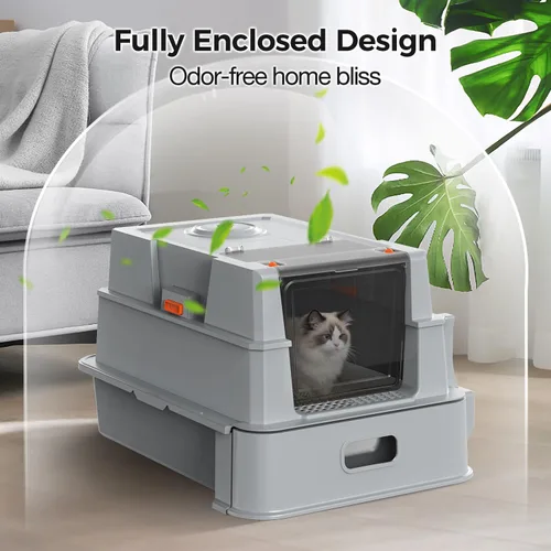 Miniatura 3 de XXXL Stainless Steel Litter Box with Lid,28" L x 20.5" W x 16.5" H Extra Large Cat Litter Box Enclosure for Large and Multi-Cats