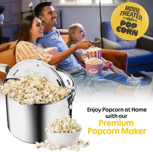 Miniatura 7 de Great Northern Popcorn Stovetop Popcorn Maker - Stainless-Steel Popcorn Popper with a Hand Crank, Vented Lid, and Stir Paddle