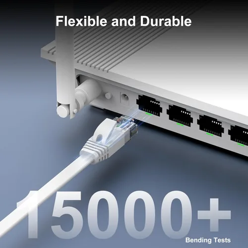 Miniatura 6 de Cable Ethernet Cat 6 de 30 pies, para interiores y exteriores, cable de red plano de Internet de alta velocidad de 10 Gbps, cable de conexión