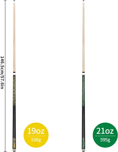 Miniatura 2 de Juego de tacos de billar LOTKEY de 4/3 / 2/1 - 1.47 m 18~21 oz con madera de arce canadiense, tacos de billar profesionales duraderos para jugadores
