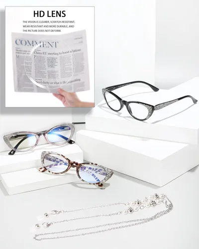 Miniatura 8 de EYEURL Lentes de lectura de ojo de gato para mujer, bloqueo de luz azul, a la moda, para lectura de computadora con bisagra de resorte, anteojos