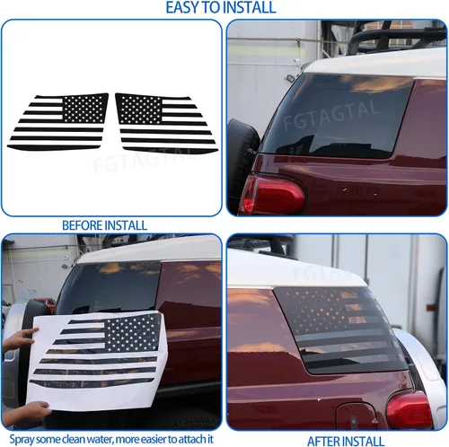 Miniatura 5 de Adhesivo compatible con Toyot@ FJ Cruiser 2007-2017 para ventana lateral de puerta trasera, bandera estadounidense, accesorios de calcomanías
