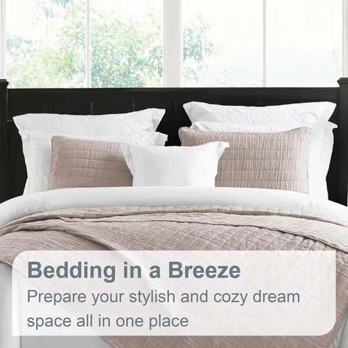 Miniatura 6 de Swift Home Ligero de gran tamaño, ultra suave, lavado con enzimas, textura arrugada, relleno de mezcla de algodón transpirable, juego de 2 piezas