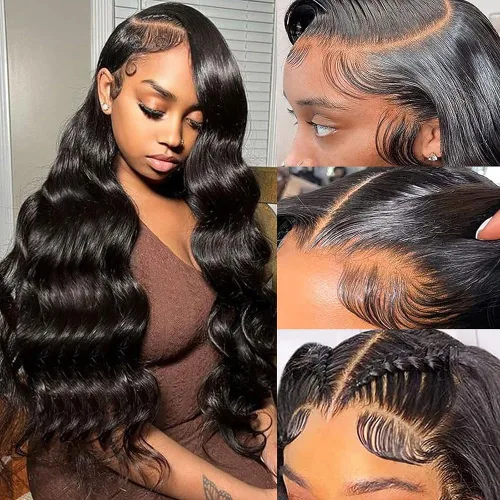 Miniatura 9 de Pelucas de cabello humano con cierre de encaje sin pegamento, prearrancado, con cabellos nacientes, estilo brasileño, para afroamericanas