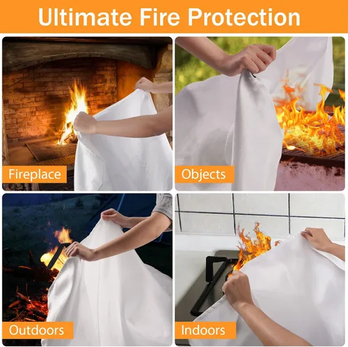 Miniatura 4 de KANHIRO Manta contra incendios de emergencia para la cocina del hogar, manta de fibra de vidrio para extinción de incendios ideal para escuela, Rojo