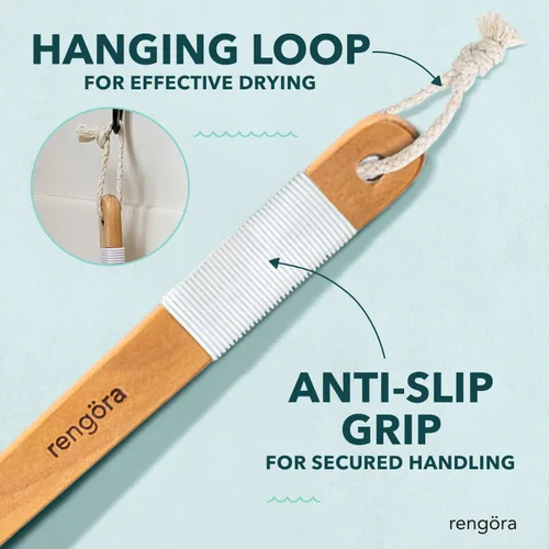 Miniatura 6 de Cepillo de ducha de mango largo de 20 pulgadas, cepillo de espalda de cerdas naturales, mango ergonómico + agarre antideslizante de silicona, gran