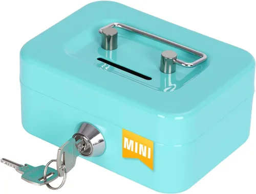 Miniatura 8 de Caja de dinero con cerradura y bandeja de dinero, caja de dinero de metal, caja grande para dinero 9.84 x 7.87 x 3.54 pulgadas, color negro