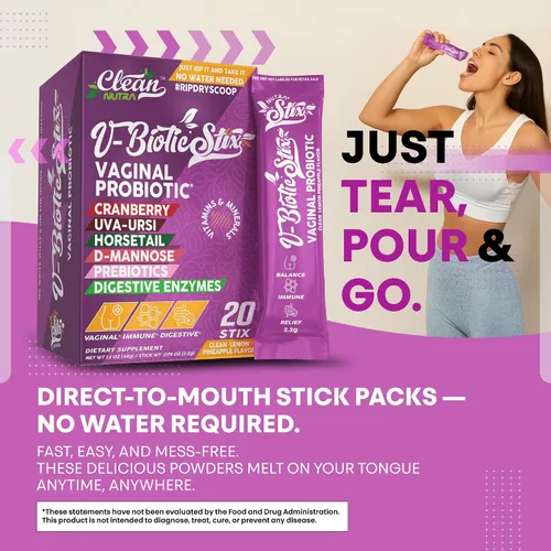 Miniatura 8 de Clean Nutraceuticals Probióticos vaginales para mujeres con extracto de arándano, D-manosa, prebióticos, equilibrio de pH para mujeres, salud