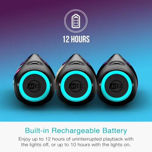 Miniatura 8 de MEE Audio PartySPKR - Altavoz inalámbrico Bluetooth, potente sonido estéreo RMS de 60 W, 2 subwoofers, altavoz portátil para exteriores, campamento
