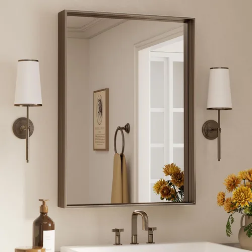 Miniatura 87 de Keonjinn - Espejo rectangular con marco negro para baño de 40 x 30 pulgadas, espejo de pared para sobre el lavabo, espejos de tocador de metal