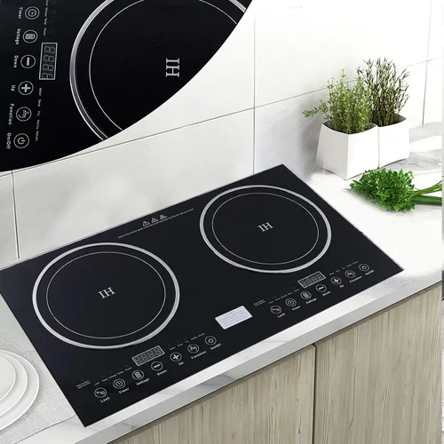 Miniatura 6 de Placa de cocción de doble inducción, quemador portátil de doble quemador digital de cerámica de 1400 W y quemador de inducción de 1200 W, control