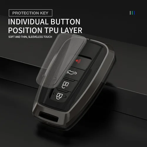 Miniatura 7 de Funda para llavero Toyota con llavero, carcasa de metal suave TPU de protección completa para Toyota 2016-2023 RAV4 Highlander Camry Corolla Avalon