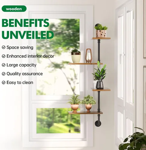 Miniatura 2 de YQSLYSF Soporte de esquina de metal de madera de 4 niveles, estante flotante para decoración de jardín interior (lote de hasta 8 pulgadas)