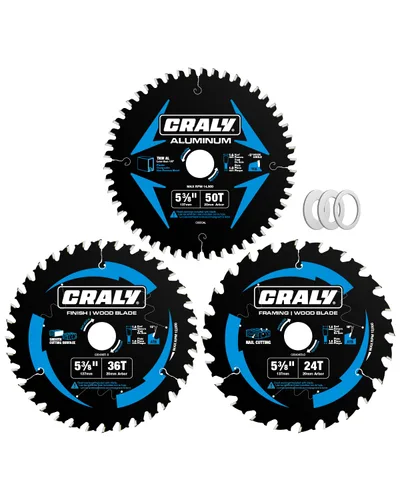 Miniatura 6 de CRALY - Hoja de sierra circular de 5-1/2 pulgadas, 36 dientes, acabado fino para corte de madera, eje de 5/8 pulgadas, punta de carburo, corte