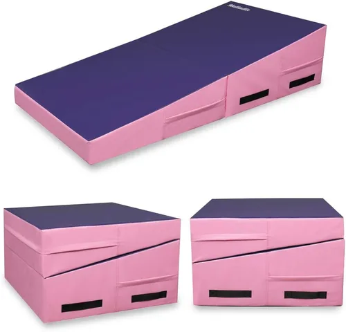 Matladin Colchoneta plegable para gimnasia con cuña en forma de queso, tapete inclinado, para gimnasio, fitness, cuña para volteretas, forma de