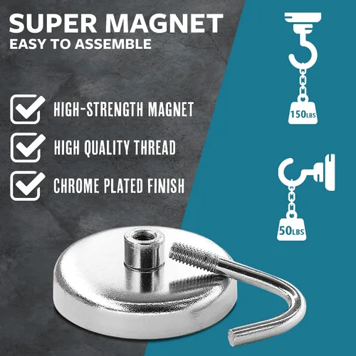 Miniatura 2 de Ganchos magnéticos de hasta 150 libras para nevera, imanes fuertes para herramientas, cocina, taller, garaje, baño, seguro para colgar