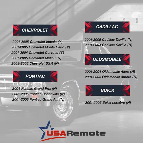 Miniatura 4 de Llavero de coche con control remoto de entrada sin llave compatible con Chevy Corvette Malibu SSR/Pontiac Bonneville Grand Am/Buick Lesabre/Cadillac