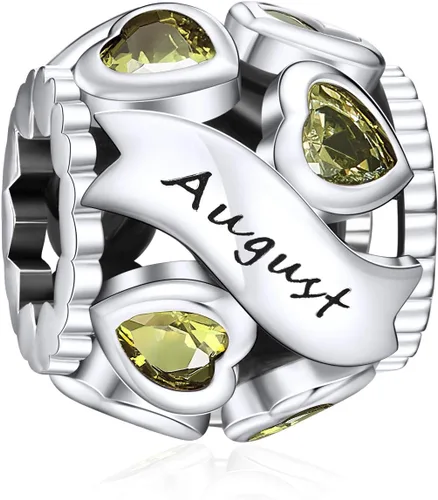 Miniatura 70 de Abalorio de plata de ley 925 con piedra natal de Ningan, abalorio de corazón para pulseras y collares, regalo de cumpleaños para mujeres y niñas